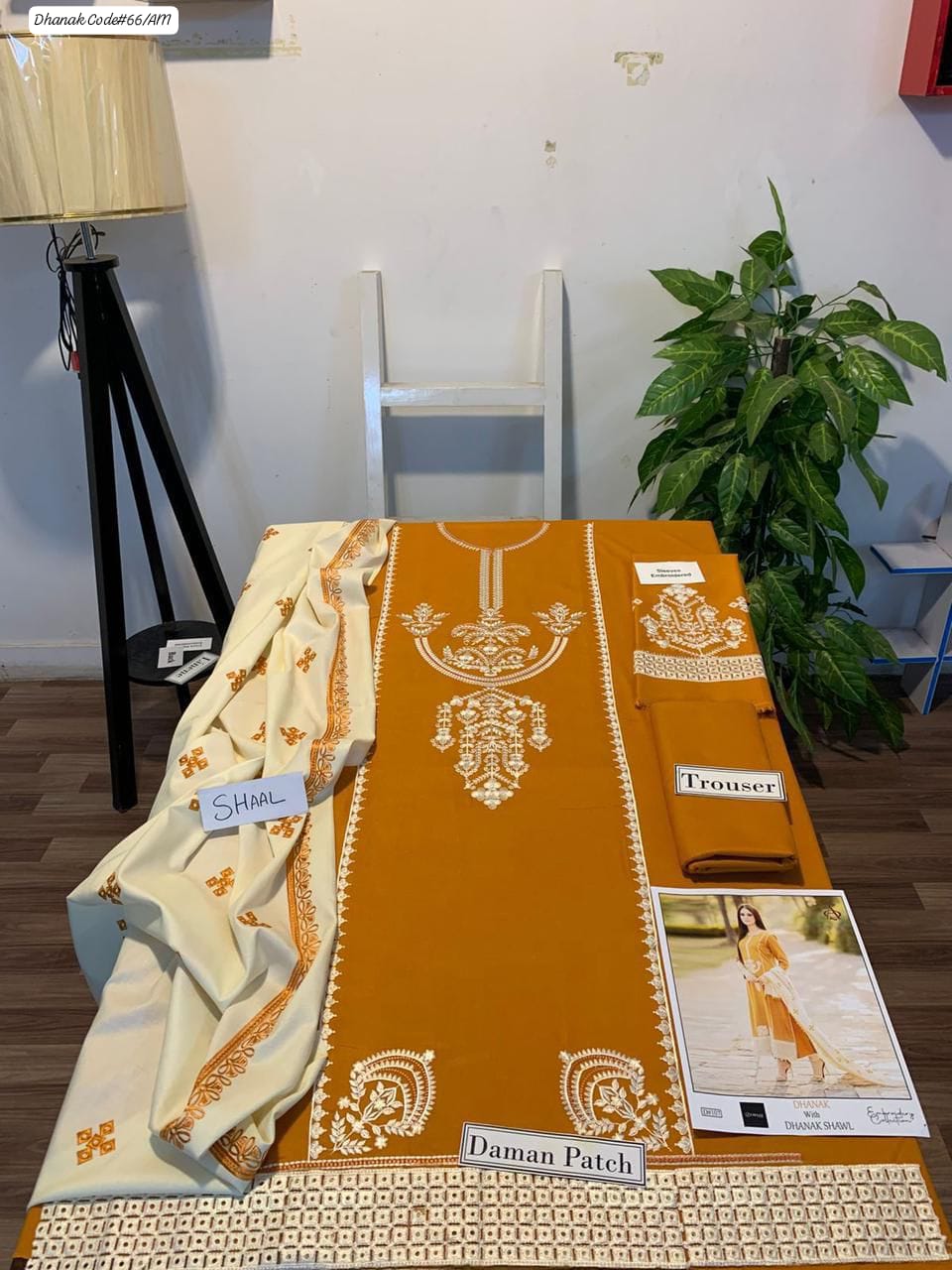 PREMIUM EMBROIDERED DHANAK UNSTITCHED 3PC SUIT