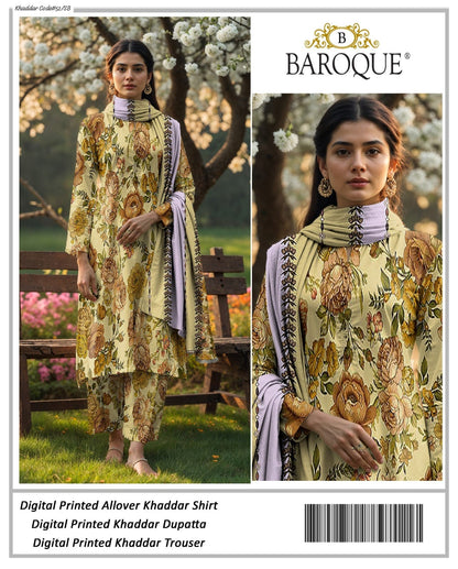 PREMIUM BAROQUE KHADDAR 3PC SUIT