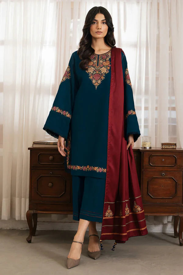 JAZMIN | DHANAK 3 PIECE EMBROIDED UNSTITCHED WINTER SUIT