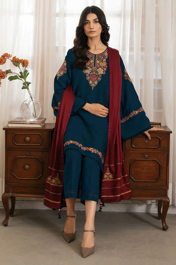 JAZMIN | DHANAK 3 PIECE EMBROIDED UNSTITCHED WINTER SUIT