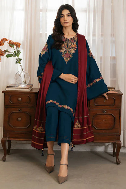 JAZMIN | DHANAK 3 PIECE EMBROIDED UNSTITCHED WINTER SUIT