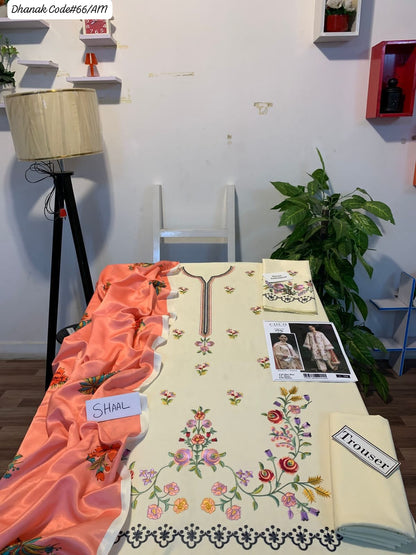 PREMIUM EMBROIDERED DHANAK UNSTITCHED 3PC SUIT