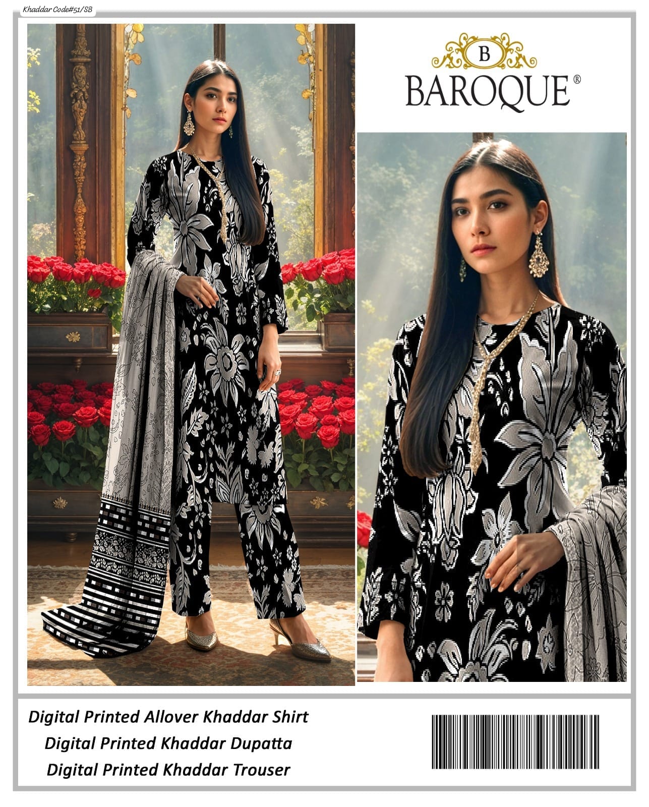 PREMIUM BAROQUE KHADDAR 3PC SUIT