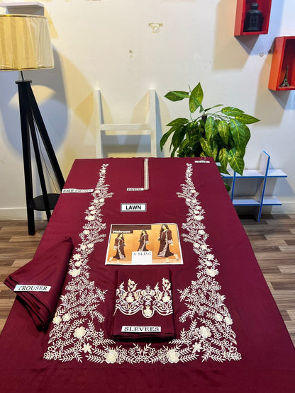 AISLING PREMIUM 2PC EMBROIDERED DHANAK UNSTITCHED SUIT