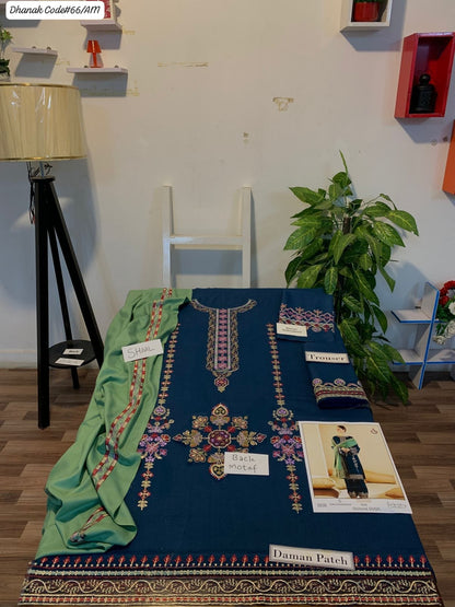 PREMIUM EMBROIDERED DHANAK UNSTITCHED 3PC SUIT