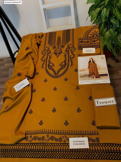 PREMIUM EMBROIDERED DHANAK UNSTITCHED 3PC SUIT