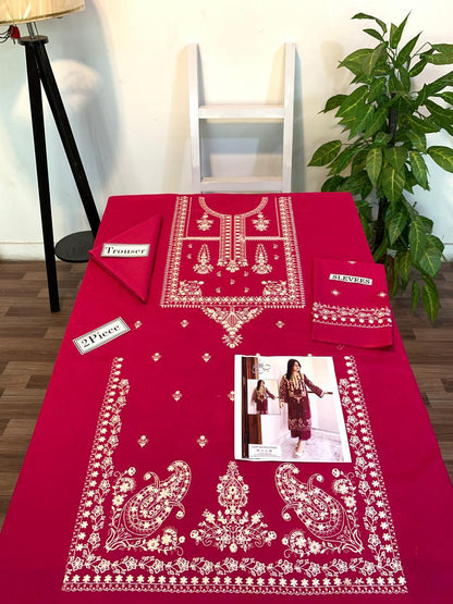 PREMIUM 2PC EMBROIDERED DHANAK UNSTITCHED SUIT