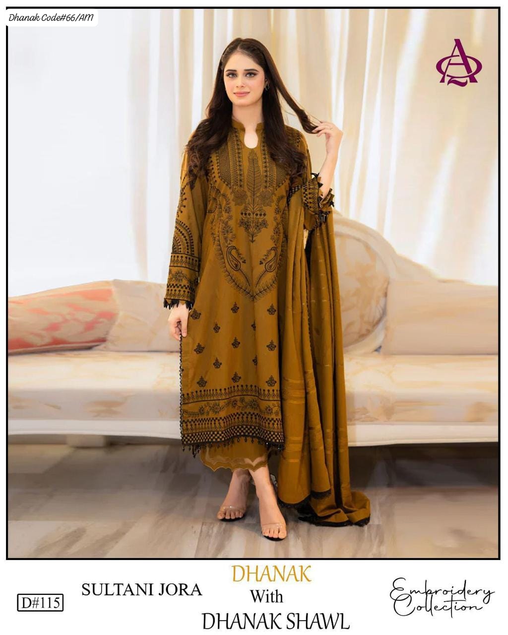 PREMIUM EMBROIDERED DHANAK UNSTITCHED 3PC SUIT