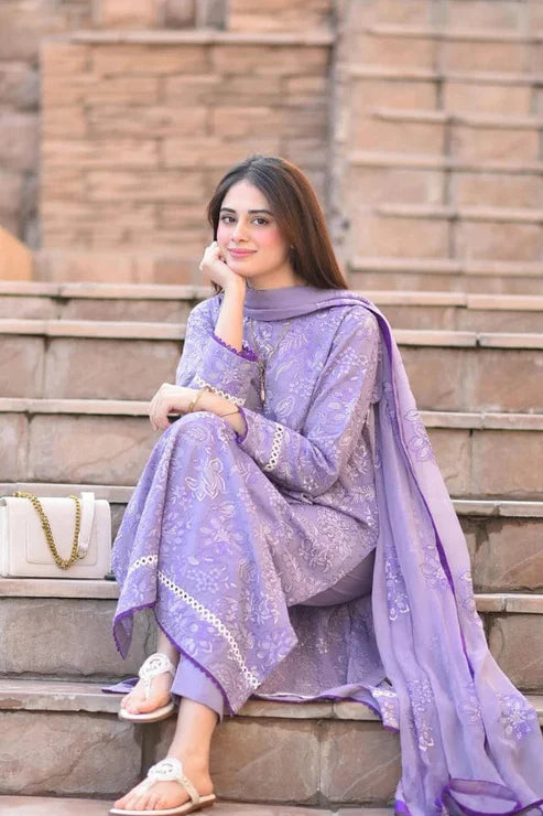 NAKOOSH | DHANAK 3 PIECE EMBROIDED UNSTITCHED WINTER SUIT