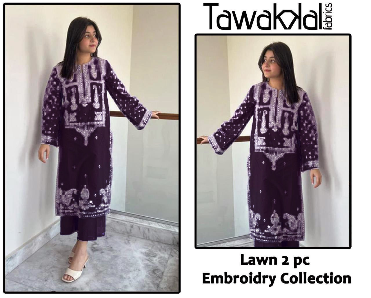 TAWAKKAL PREMIUM 2PC EMBROIDERED DHANAK UNSTITCHED SUIT