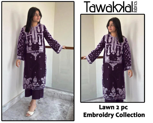 TAWAKKAL PREMIUM 2PC EMBROIDERED DHANAK UNSTITCHED SUIT