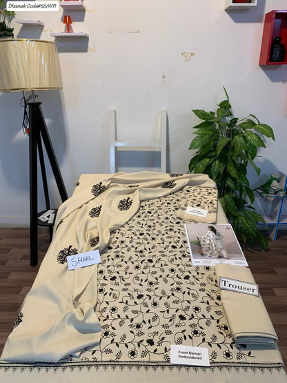 PREMIUM EMBROIDERED DHANAK UNSTITCHED 3PC SUIT