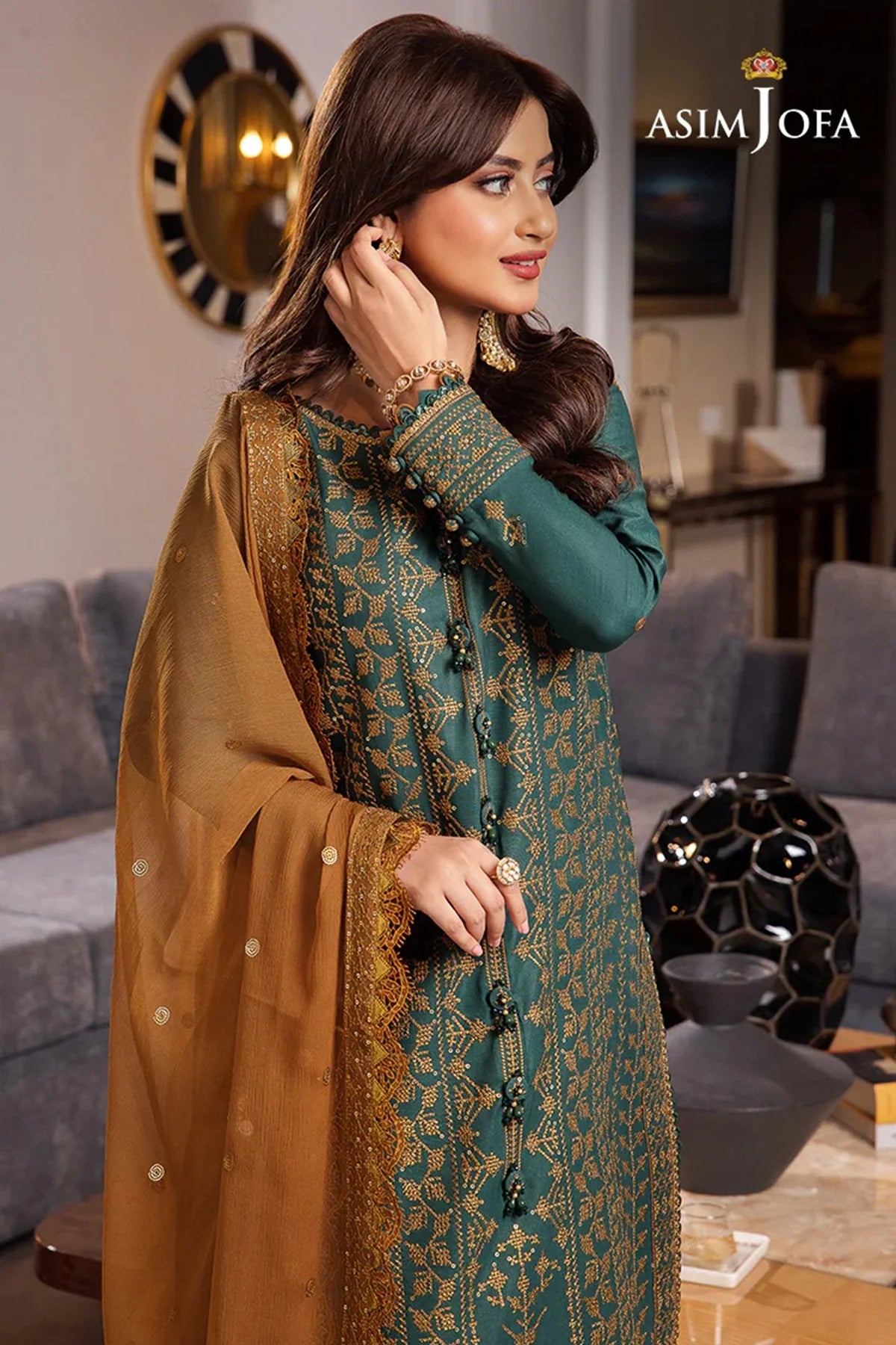 ASIM JOFA | DHANAK 3 PIECE EMBROIDED UNSTITCHED WINTER SUIT
