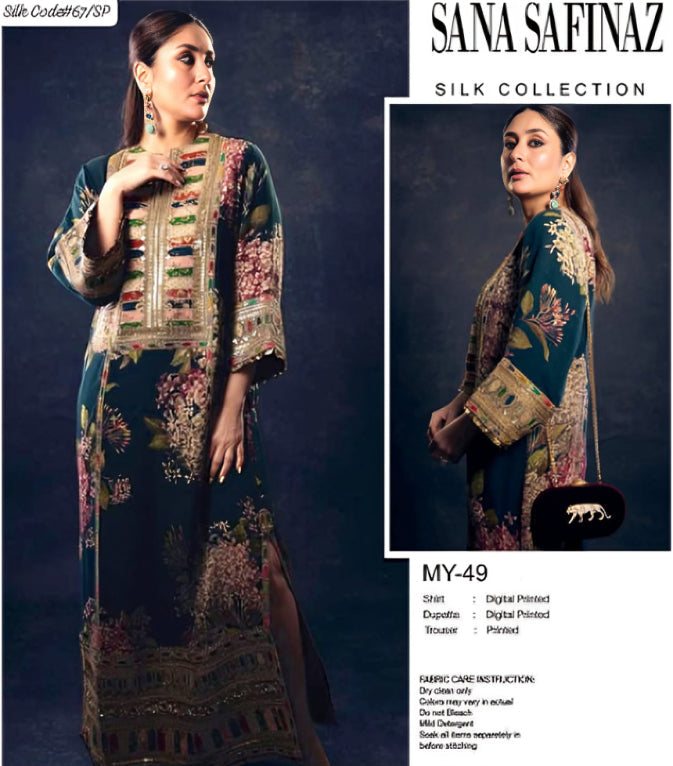 SANA SAFINAZ LUXURY SILK DRESS | 3PEC UNSTICHED.