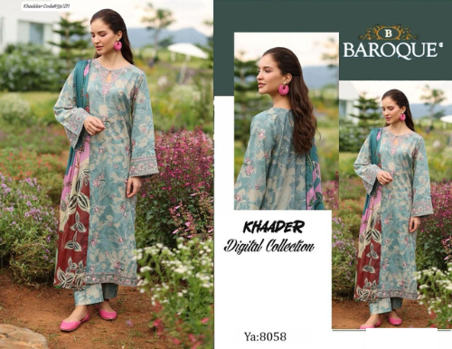 PREMIUM BAROQUE DIGITAL KHADDAR 3PC SUIT