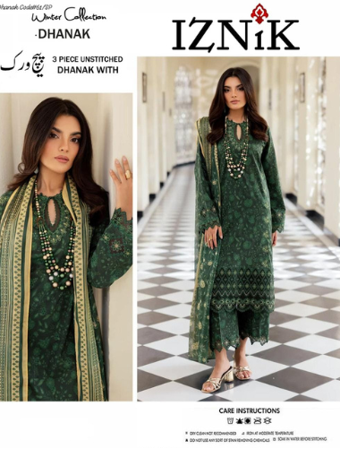 IZNIK | DHANAK 3 PIECE DIGITAL PRINT UNSTITCHED WINTER SUIT