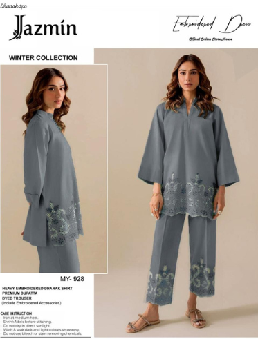 JAZMIN PREMIUM 2PC EMBROIDERED DHANAK UNSTITCHED SUIT