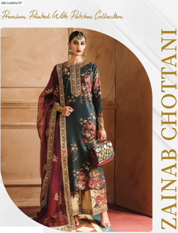 ZAINAB CHOTTANI LUXURY SILK DRESS | 3PEC UNSTICHED.