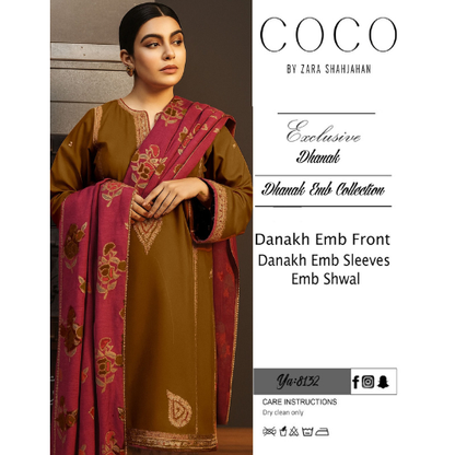 COCO BY ZARA SHAHJAHAN  PREMIUM QUALITY DHANAK 3PC