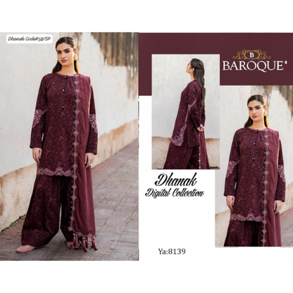BAROQUE | DHANAK 3 PIECE DIGITAL PRINT UNSTITCHED WINTER SUIT