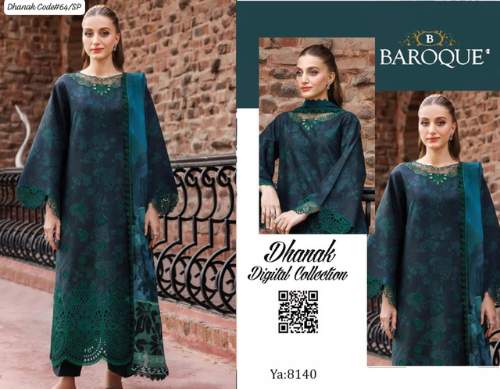 BAROQUE PREMIUM EMBROIDERED DHANAK UNSTITCHED 3PC SUIT