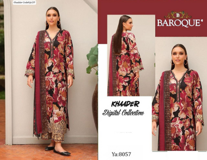 PREMIUM BAROQUE DIGITAL KHADDAR 3PC SUIT