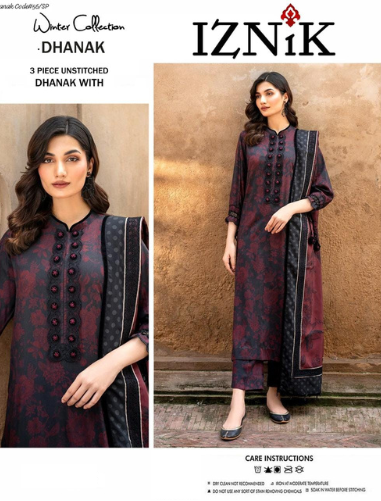 IZNIK | DHANAK 3 PIECE DIGITAL PRINT UNSTITCHED WINTER SUIT