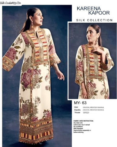 PREMEMIUM LUXURY SILK DRESS | 3PEC UNSTICHED.