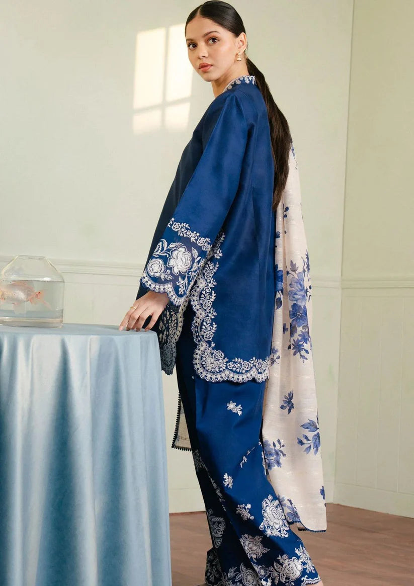 ZARA SHAHJAHAN | PREMIUM 3 PIECE DHANAK EMBROIDED UNSTITCHED WINTER SUIT