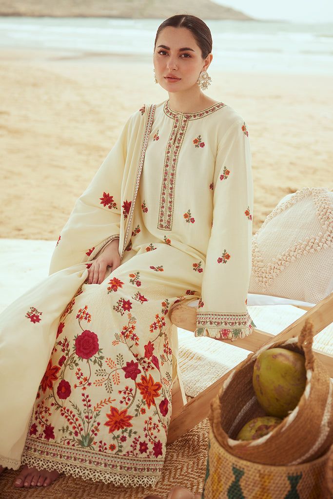 CROSS STITCH EXCLUSIVE EMBROIDERED DHANAK UNSTITCHED 3PC SUIT