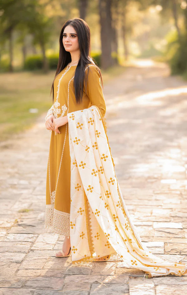 PREMIUM EMBROIDERED DHANAK UNSTITCHED 3PC SUIT