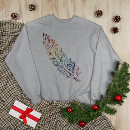 "RAINBOW SPIRIT FEATHER / UNISEX SWEATSHIRT"