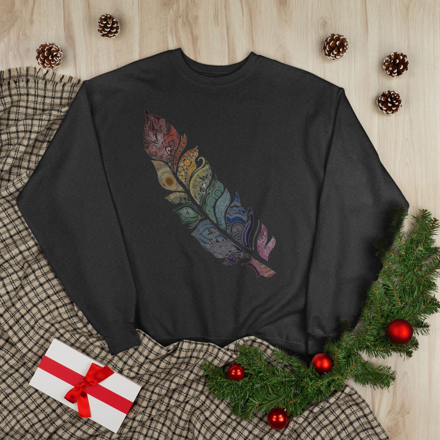 "RAINBOW SPIRIT FEATHER / UNISEX SWEATSHIRT"