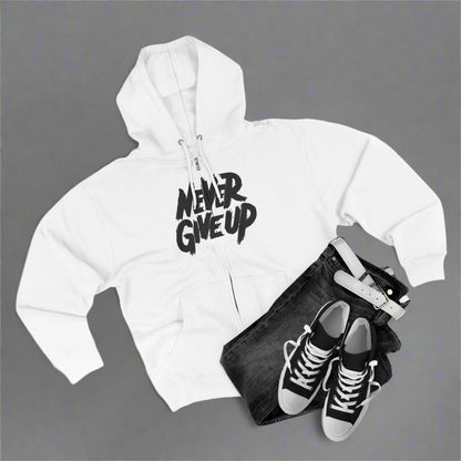 "NEVER GIVE UP / ZIPPER HOODIE"