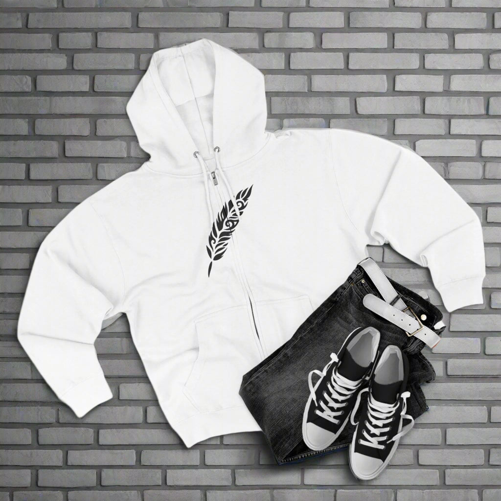 "TRIBAL FEATHER / ZIPPER HOODIE"