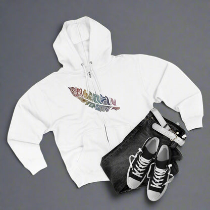 "RAINBOW SPIRIT FEATHER / ZIPPER HOODIE"