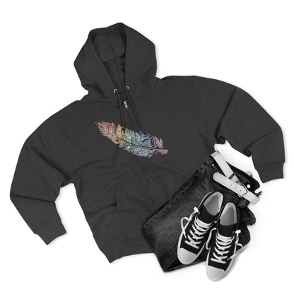 "RAINBOW SPIRIT FEATHER / ZIPPER HOODIE"
