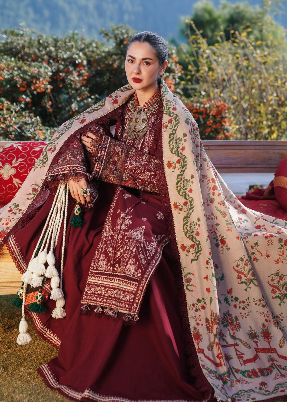 HUSSAIN REHAR | DHANAK 3 PIECE EMBROIDED UNSTITCHED WINTER SUIT