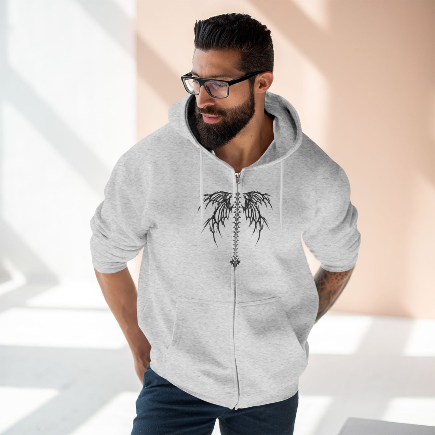 "SHADOW WINGS / ZIPPER HOODIE"