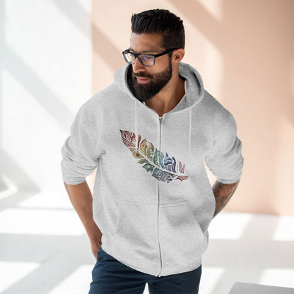 "RAINBOW SPIRIT FEATHER / ZIPPER HOODIE"