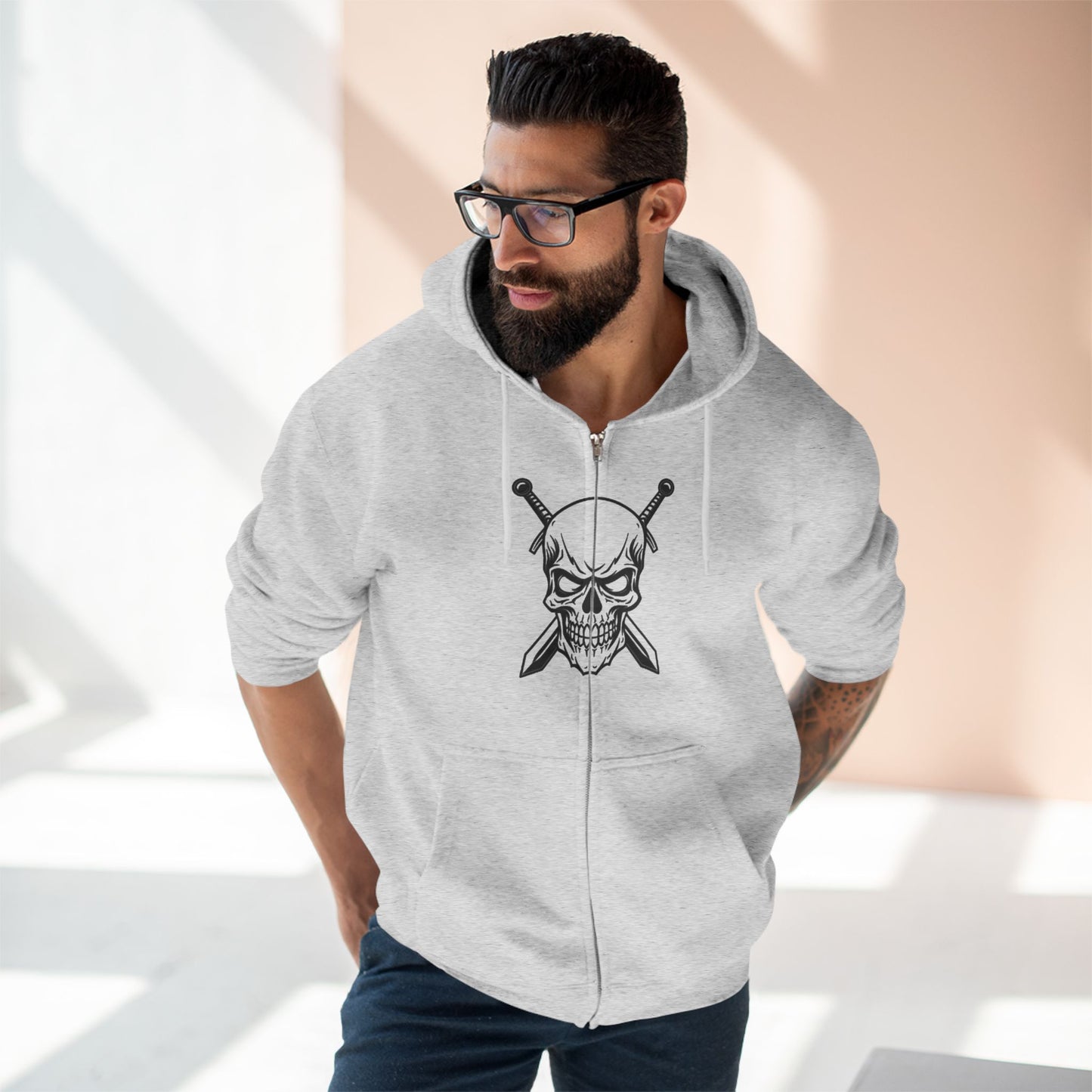 "WARRIOR SKULL / ZIPPER HOODIE"