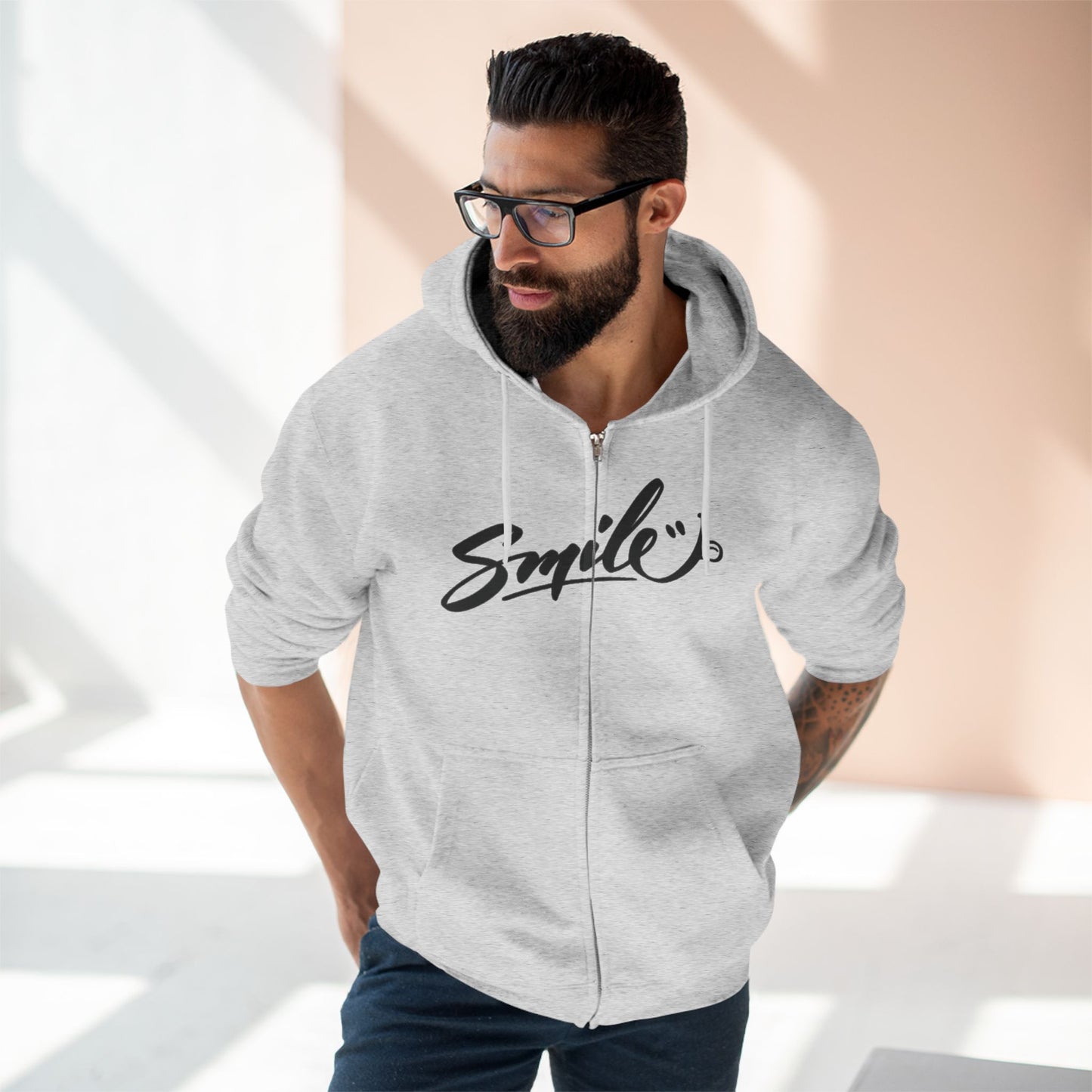 "SMILE / ZIPPER HOODIE"