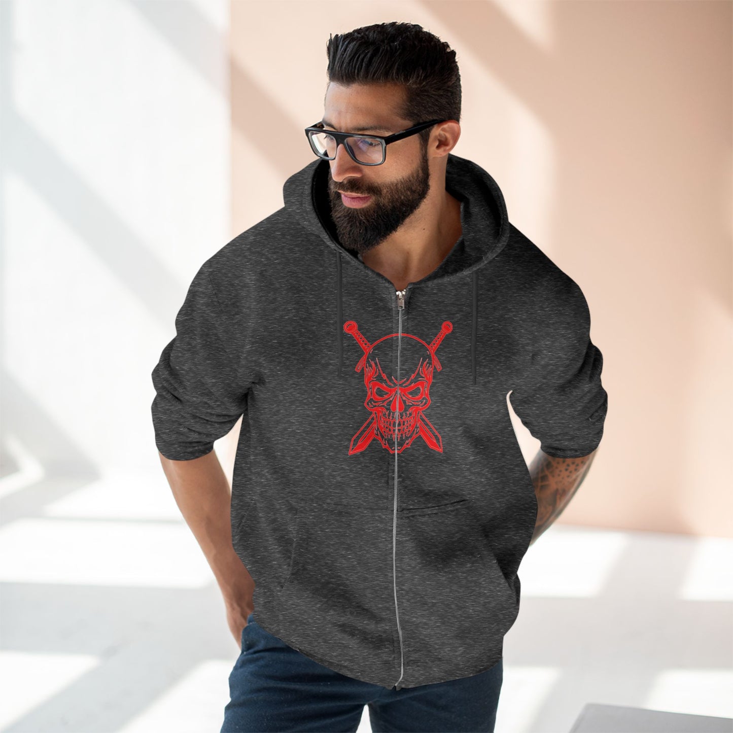 "WARRIOR SKULL / ZIPPER HOODIE"