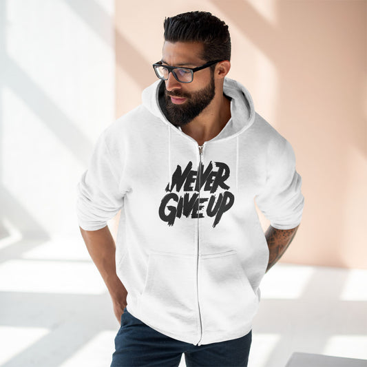 "NEVER GIVE UP / ZIPPER HOODIE"