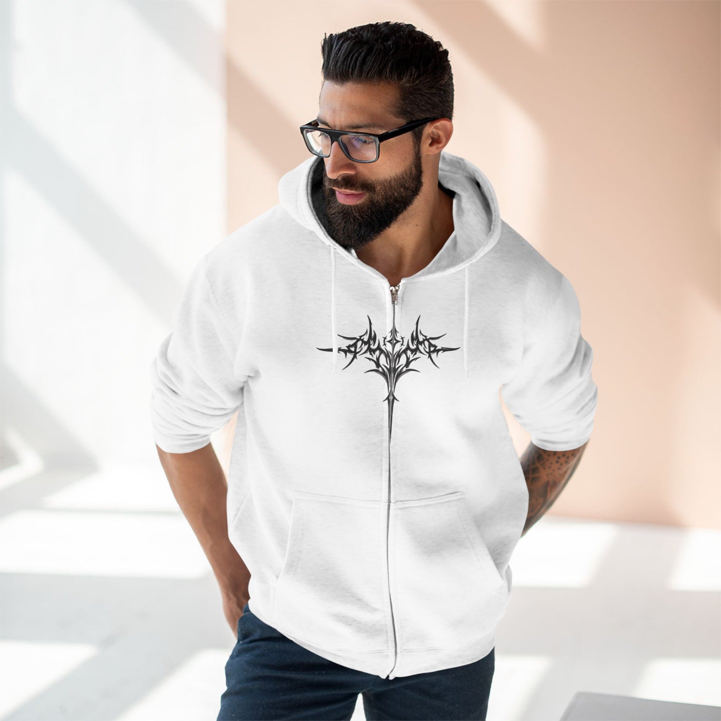 "CRIMSON TRIBAL / ZIPPER HOODIE"