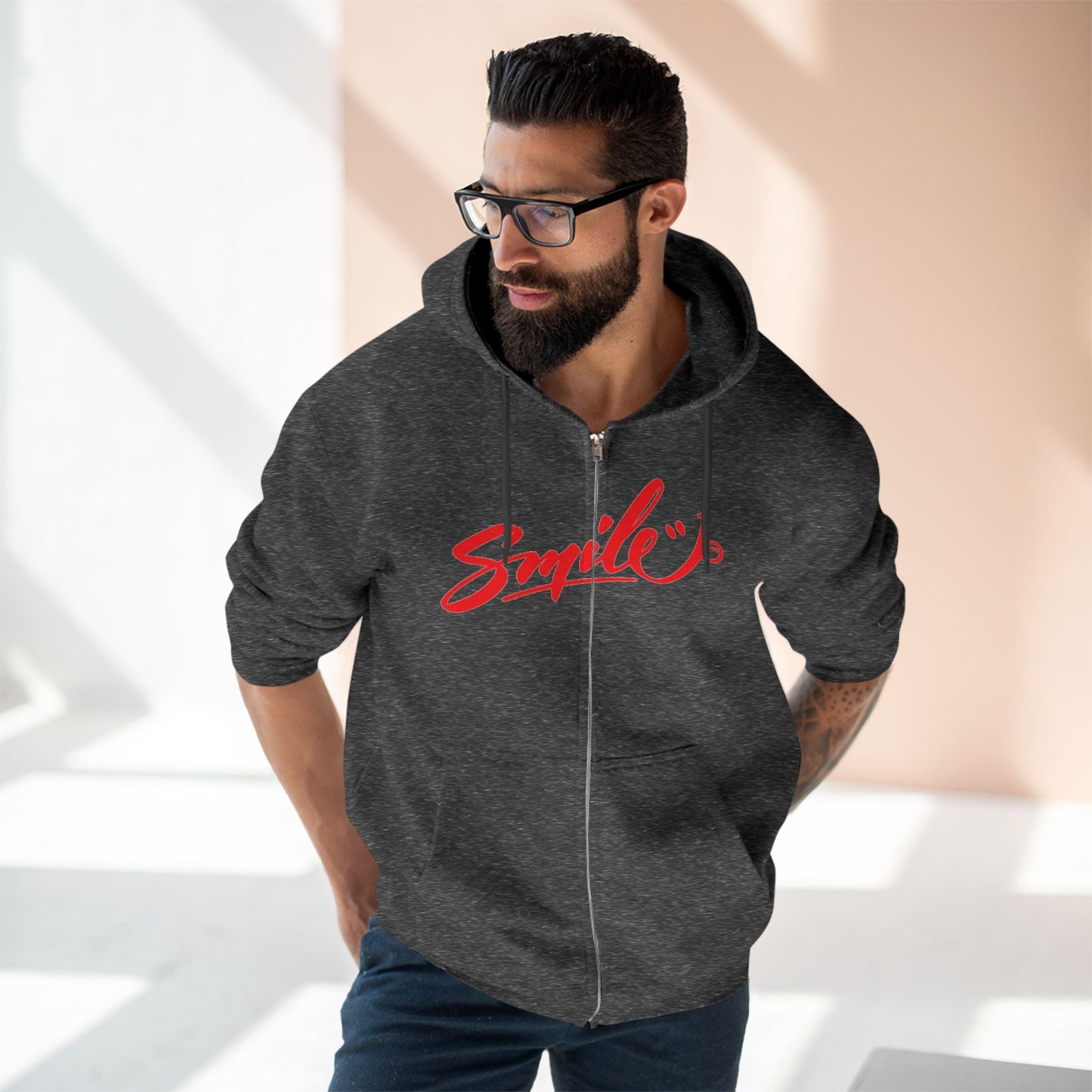 "SMILE / ZIPPER HOODIE"