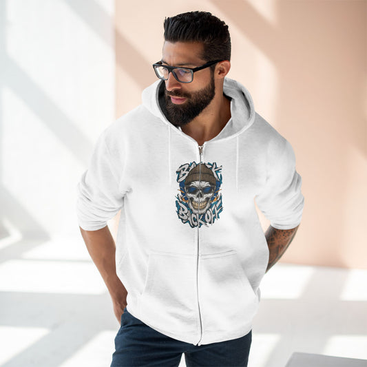 "BACK OFF SKULL / ZIPPER HOODIE"