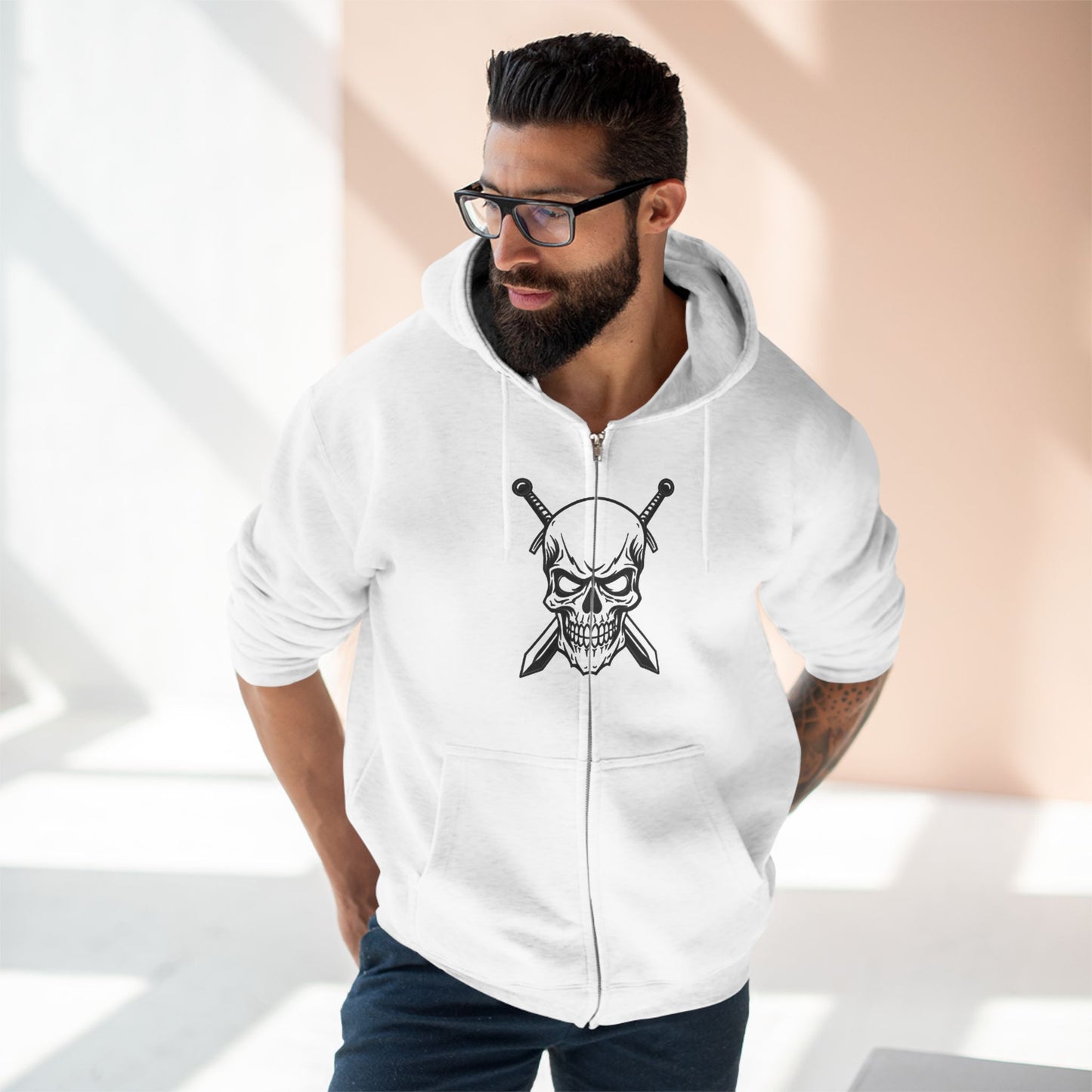 "WARRIOR SKULL / ZIPPER HOODIE"