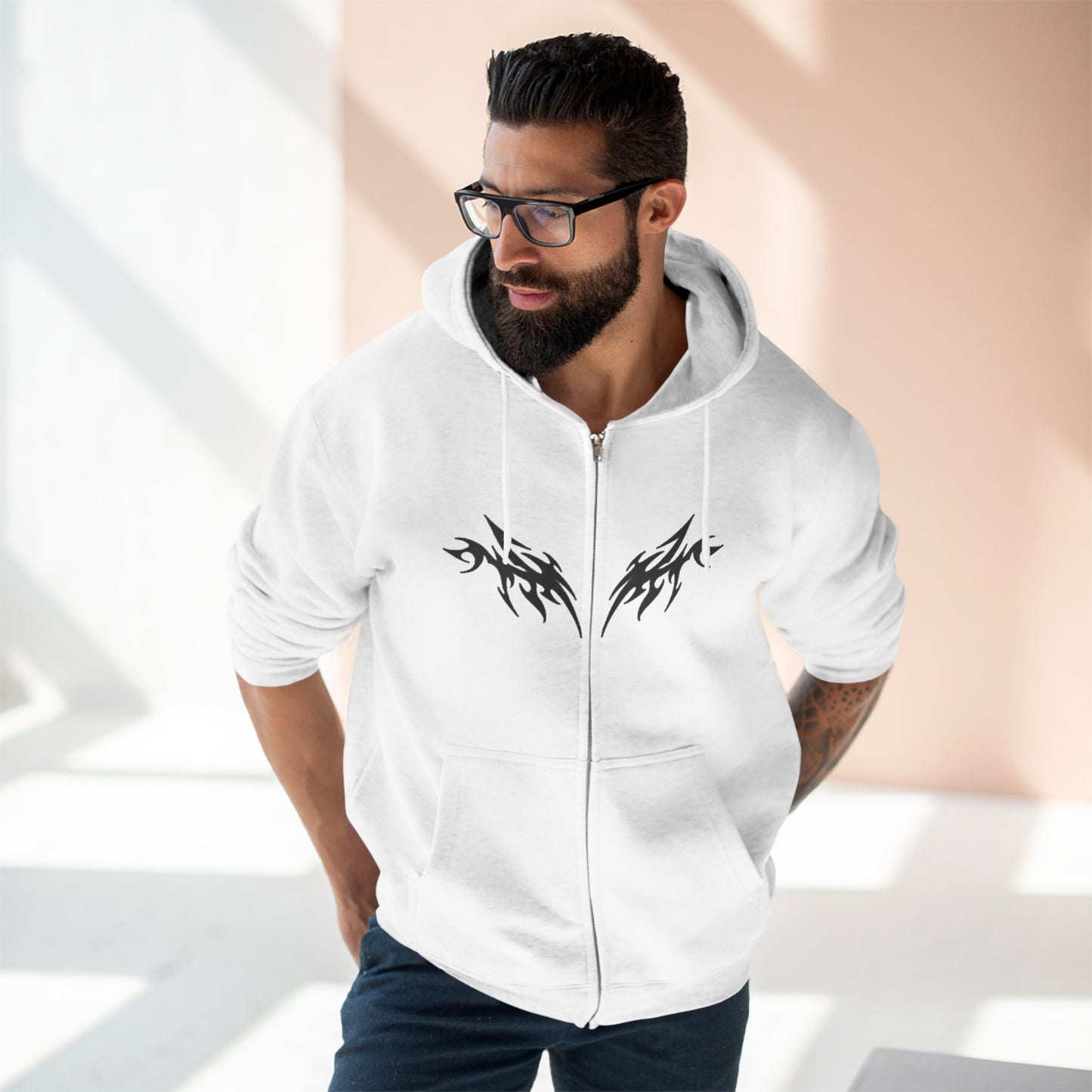 "TRIBAL FLAME WINGS / ZIPPER HOODIE"