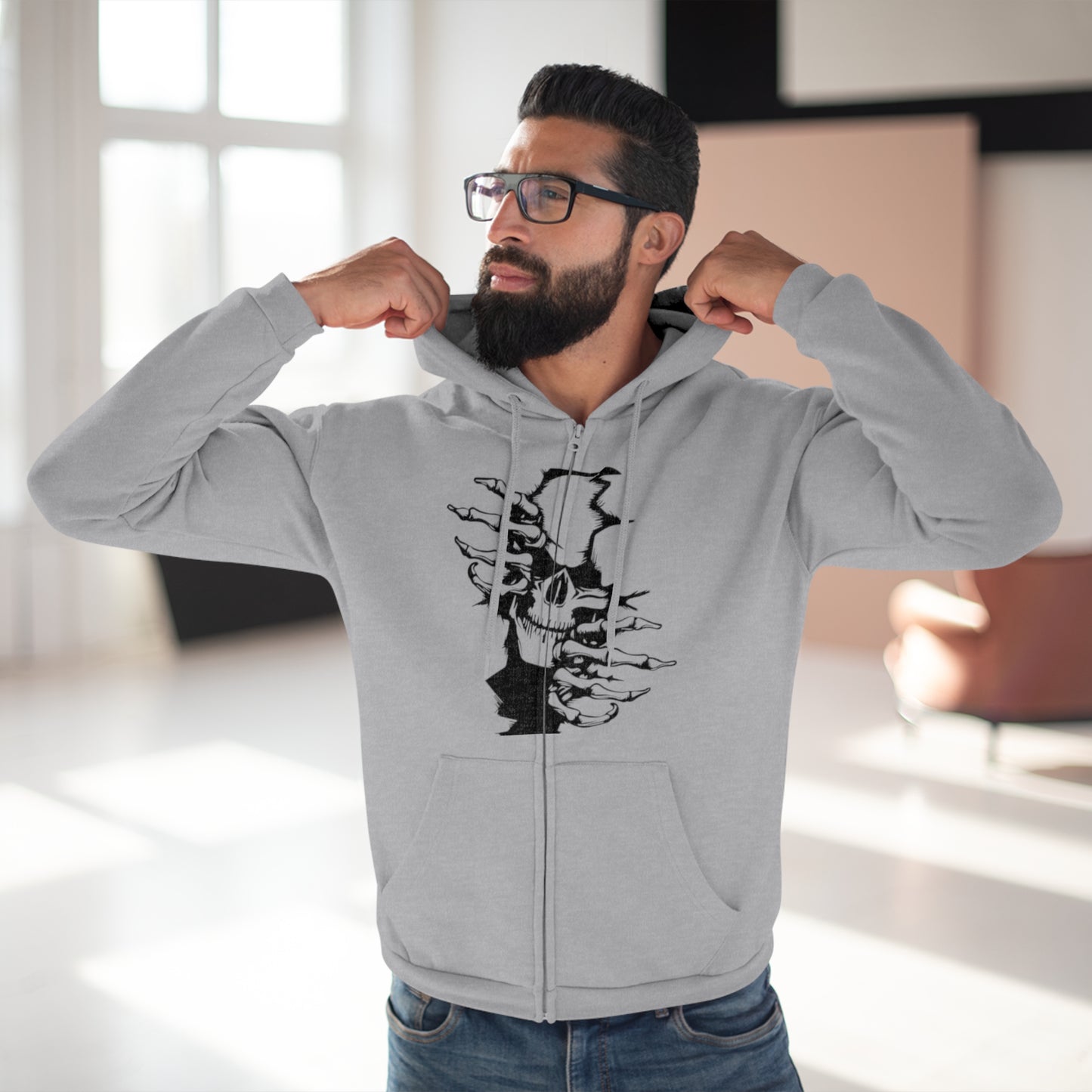 "DARK SKULL / ZIPPER HOODIE"